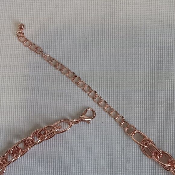 Gray and Rose Gold Beaded Large Teardrop Pendant Necklace & Hoop Earring Set - Picture 7 of 12